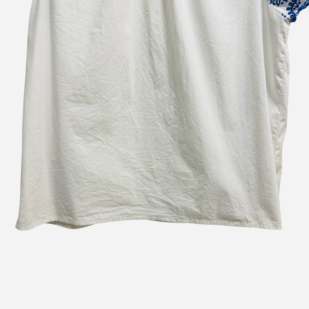 J. Crew embroidered flutter sleeve top white with blue scalloped sleeves Small - Picture 8 of 12
